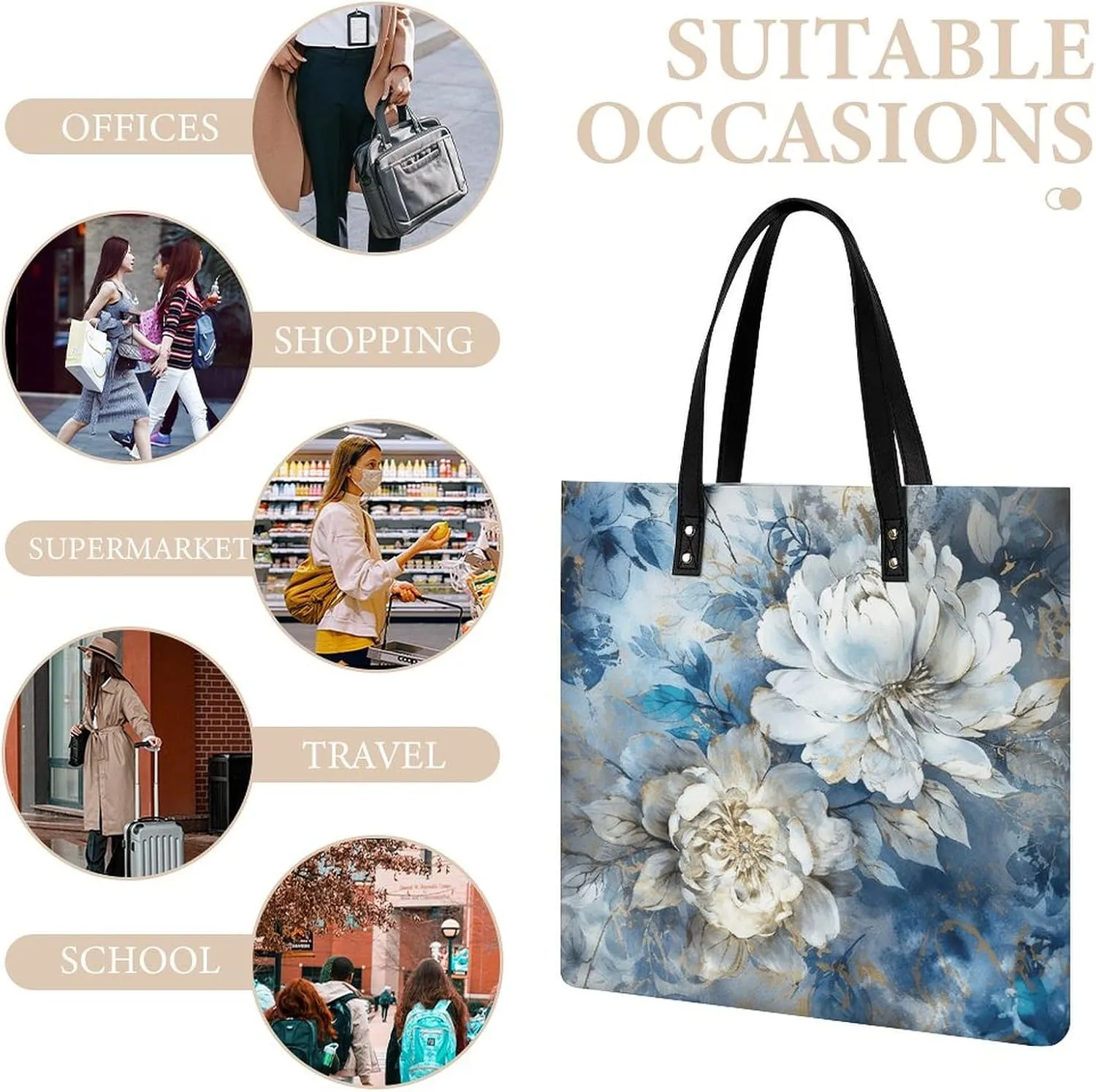 Leather Handbag for Women Tote Bag with Magnetic Buckle Peacock Pattern Crossbody Bag Shoulder Bag