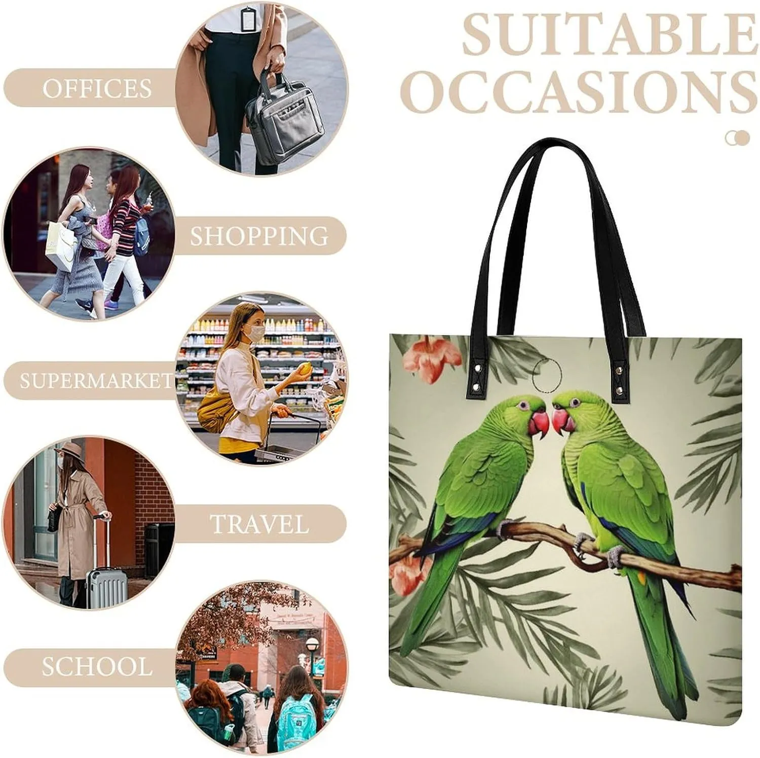 Leather Handbag for Women Tote Bag with Magnetic Buckle Peacock Pattern Crossbody Bag Shoulder Bag