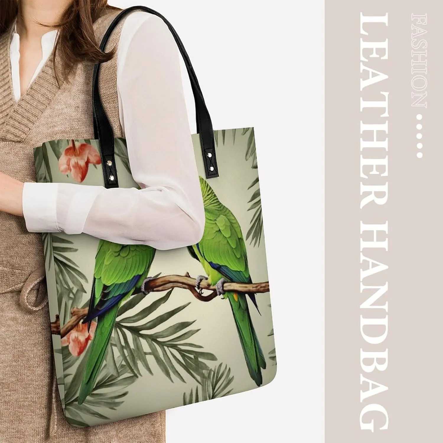 Leather Handbag for Women Tote Bag with Magnetic Buckle Peacock Pattern Crossbody Bag Shoulder Bag