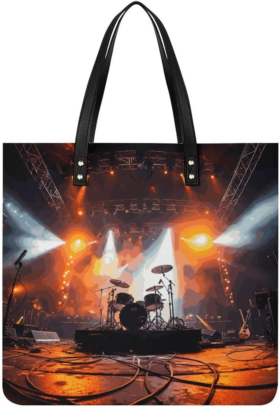 Leather Handbag for Women Tote Bag with Magnetic Buckle Polar Bears Northern Lights Crossbody Bag Shoulder Bag