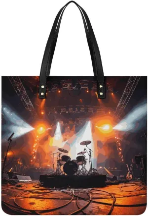 Leather Handbag for Women Tote Bag with Magnetic Buckle Polar Bears Northern Lights Crossbody Bag Shoulder Bag