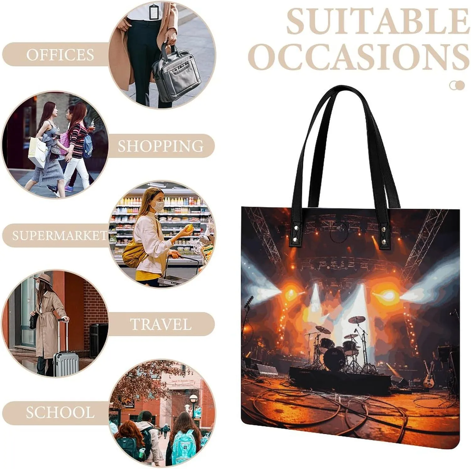 Leather Handbag for Women Tote Bag with Magnetic Buckle Polar Bears Northern Lights Crossbody Bag Shoulder Bag