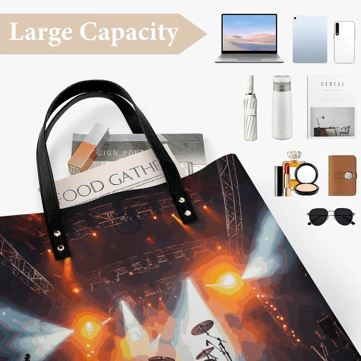 Leather Handbag for Women Tote Bag with Magnetic Buckle Polar Bears Northern Lights Crossbody Bag Shoulder Bag