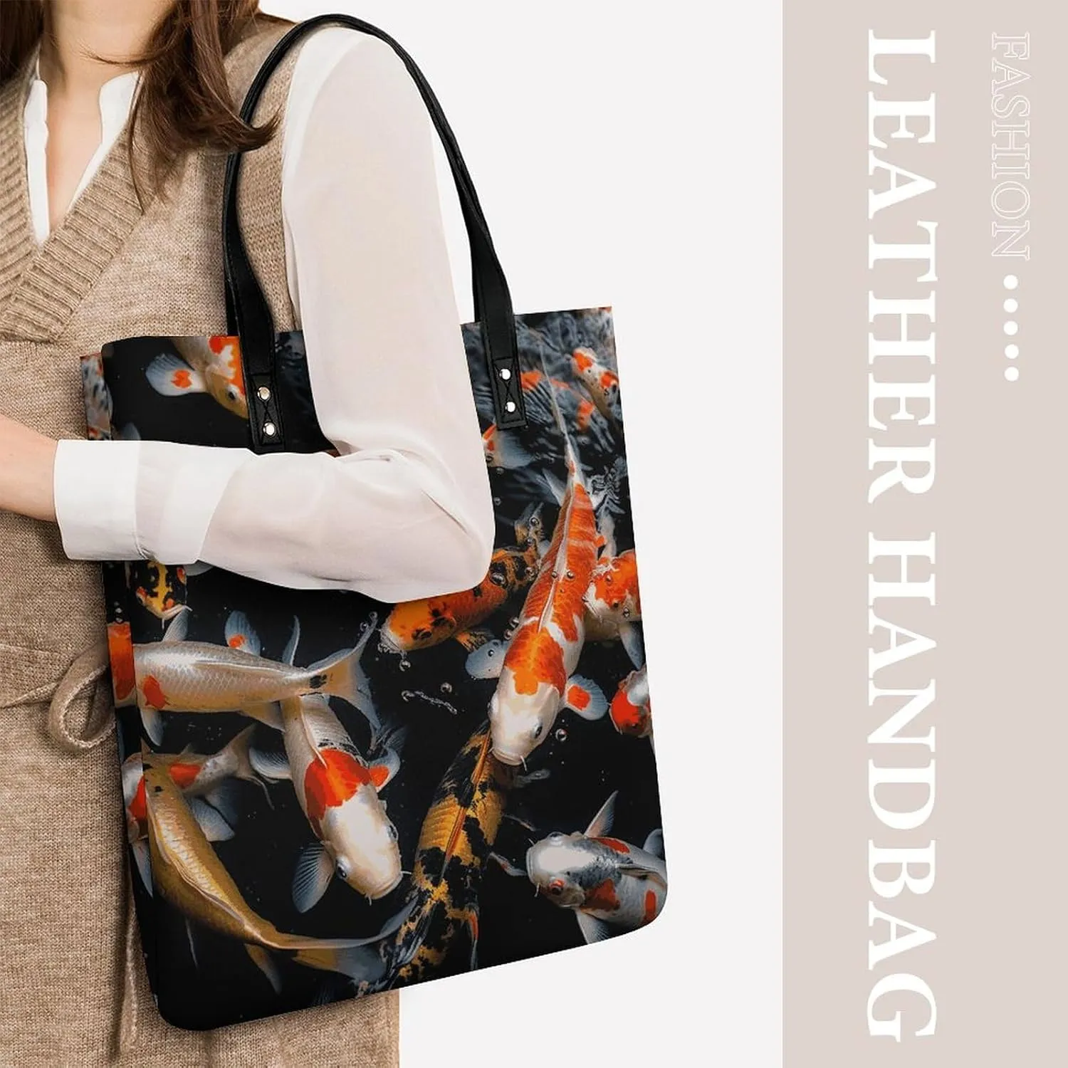Leather Handbag for Women Tote Bag with Magnetic Buckle Pomeranian Dog Crossbody Bag Shoulder Bag