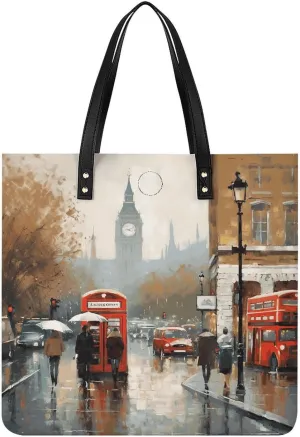Leather Handbag for Women Tote Bag with Magnetic Buckle Pomeranian Dog Crossbody Bag Shoulder Bag