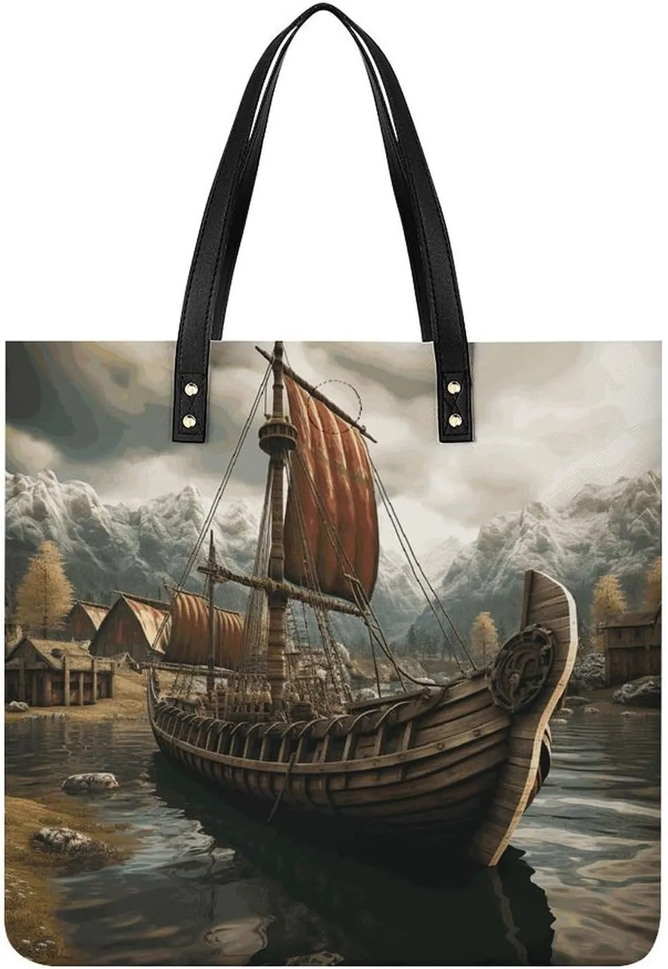 Leather Handbag for Women Tote Bag with Magnetic Buckle Pomeranian Dog Crossbody Bag Shoulder Bag