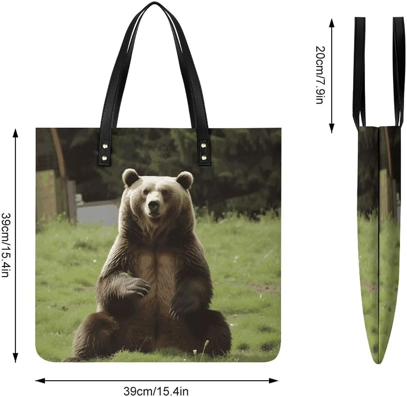 Leather Handbag for Women Tote Bag with Magnetic Buckle Pomeranian Dog Crossbody Bag Shoulder Bag