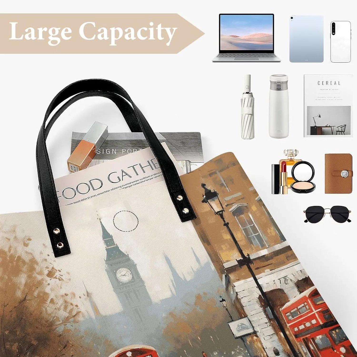 Leather Handbag for Women Tote Bag with Magnetic Buckle Pomeranian Dog Crossbody Bag Shoulder Bag