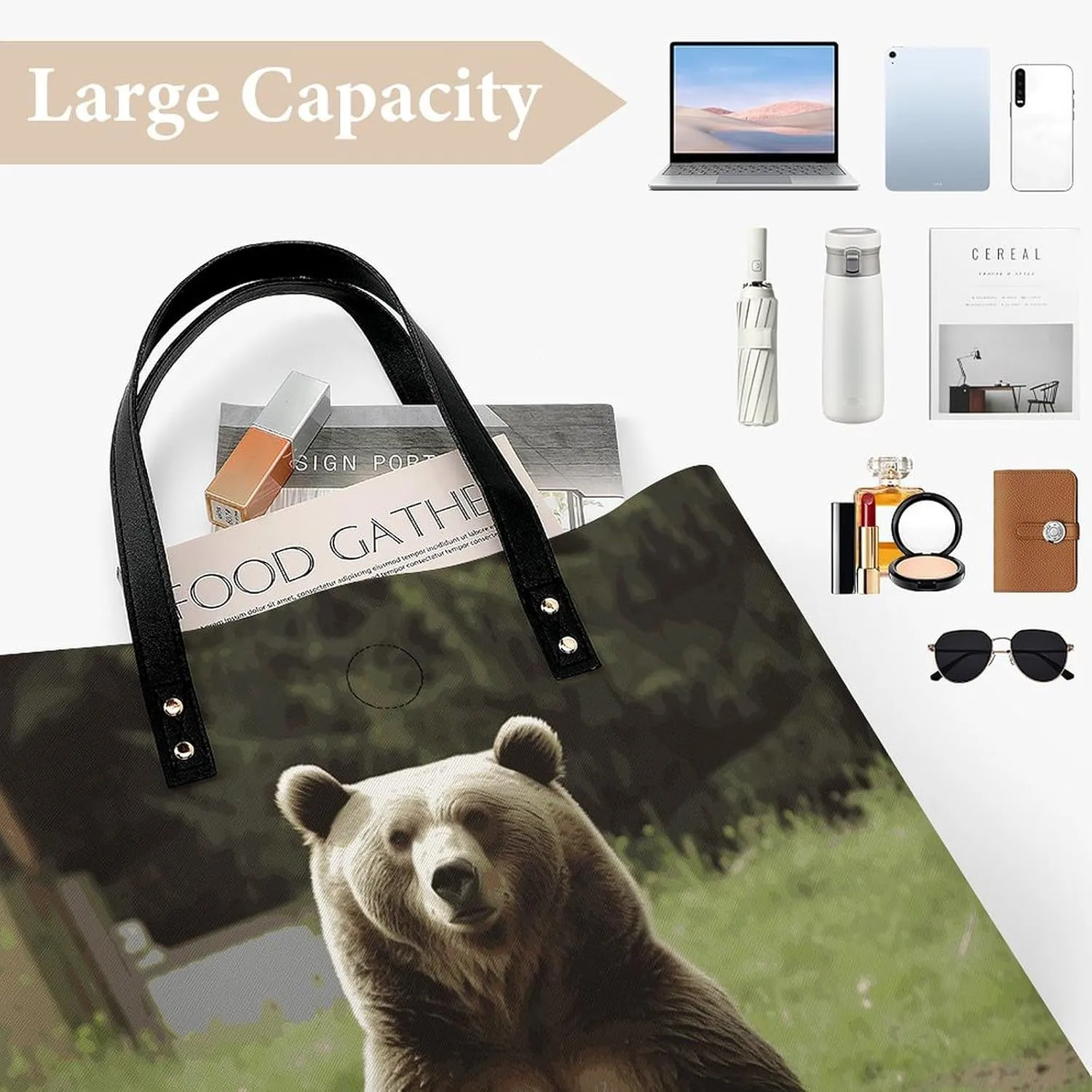 Leather Handbag for Women Tote Bag with Magnetic Buckle Pomeranian Dog Crossbody Bag Shoulder Bag