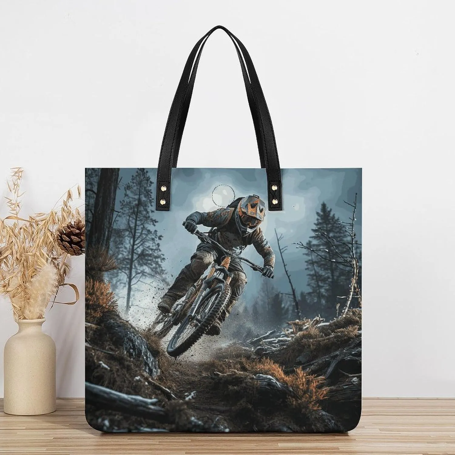 Leather Handbag for Women Tote Bag with Magnetic Buckle Pomeranian Dog Crossbody Bag Shoulder Bag