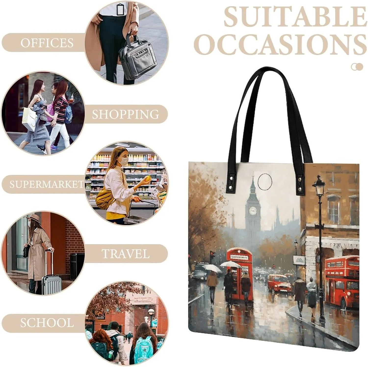 Leather Handbag for Women Tote Bag with Magnetic Buckle Pomeranian Dog Crossbody Bag Shoulder Bag