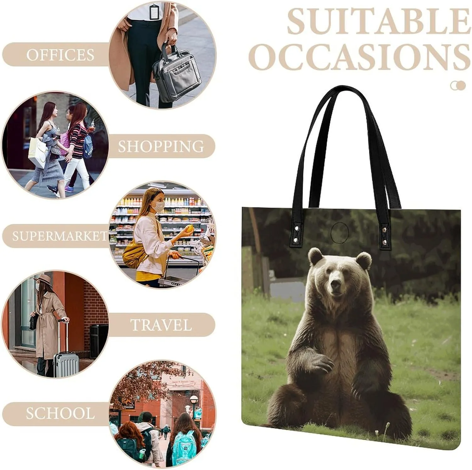 Leather Handbag for Women Tote Bag with Magnetic Buckle Pomeranian Dog Crossbody Bag Shoulder Bag