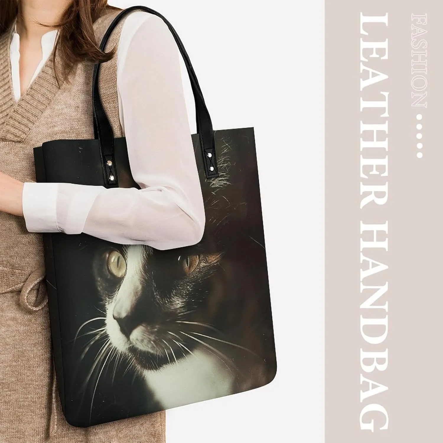 Leather Handbag for Women Tote Bag with Magnetic Buckle Red Black Plate Crossbody Bag Shoulder Bag