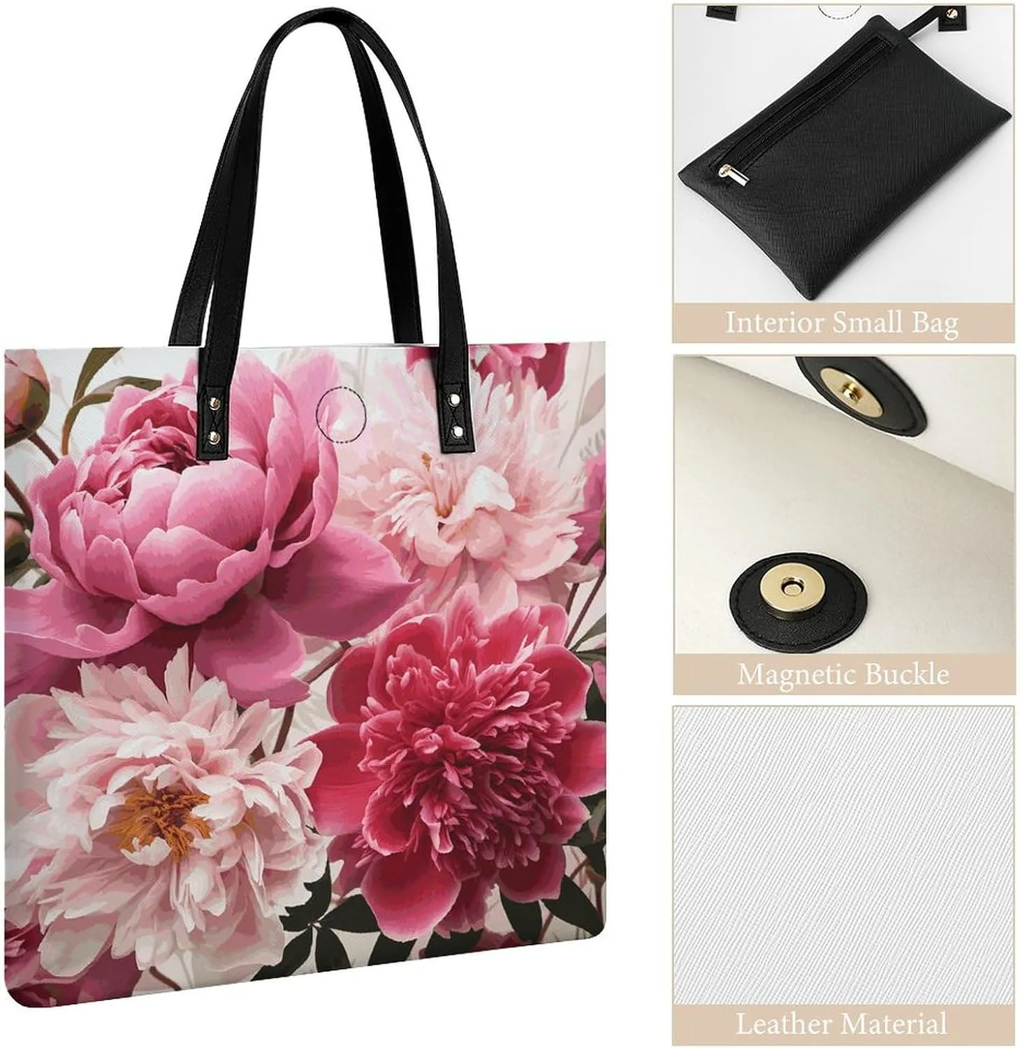 Leather Handbag for Women Tote Bag with Magnetic Buckle Sweet Candy Crossbody Bag Shoulder Bags