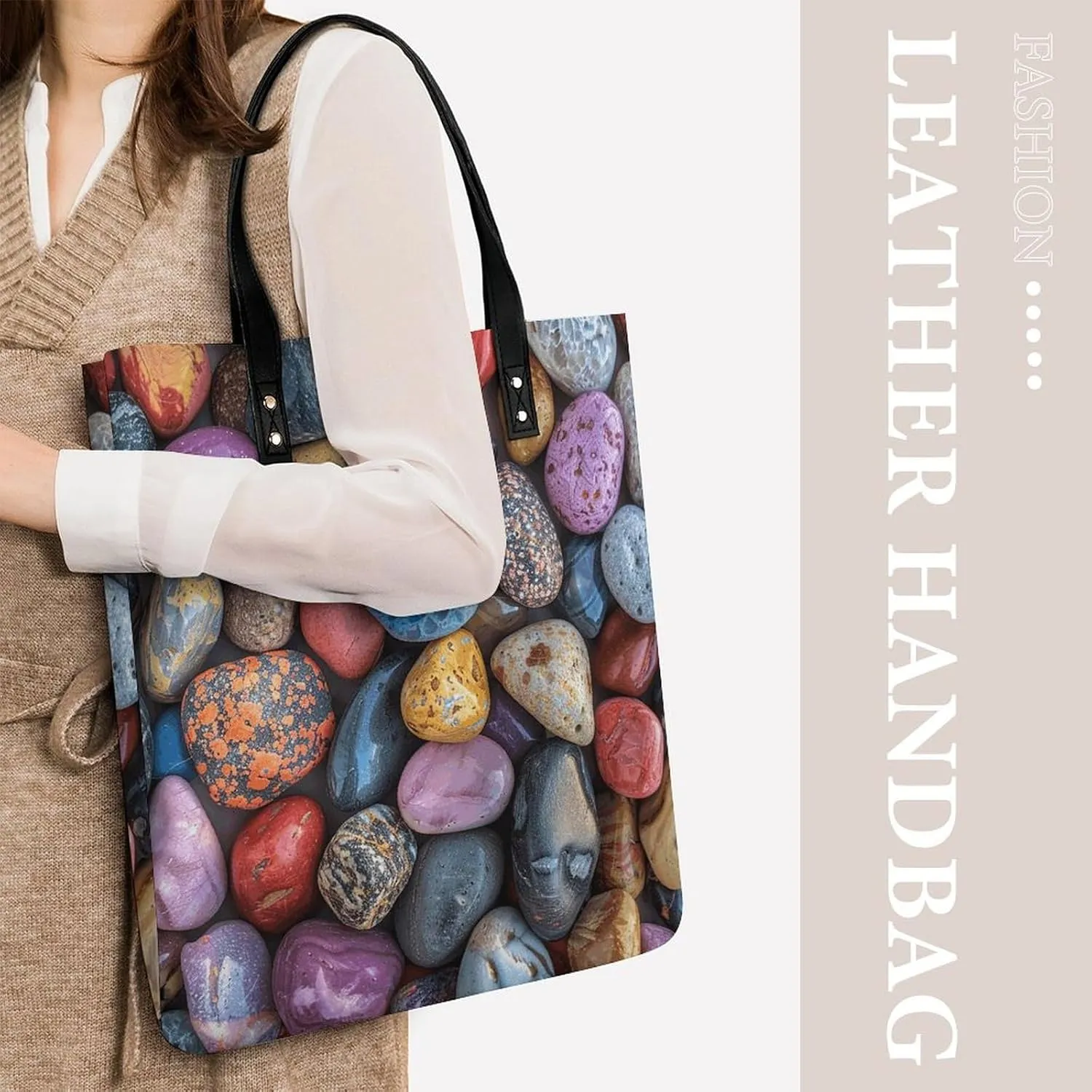 Leather Handbag for Women Tote Bag with Magnetic Buckle Tropical Beach Palm Tree Crossbody Bag Shoulder Bags