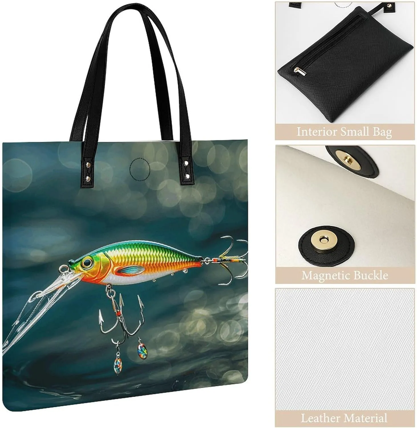 Leather Handbag for Women Tote Bag with Magnetic Buckle Tropical Beach Palm Tree Crossbody Bag Shoulder Bags