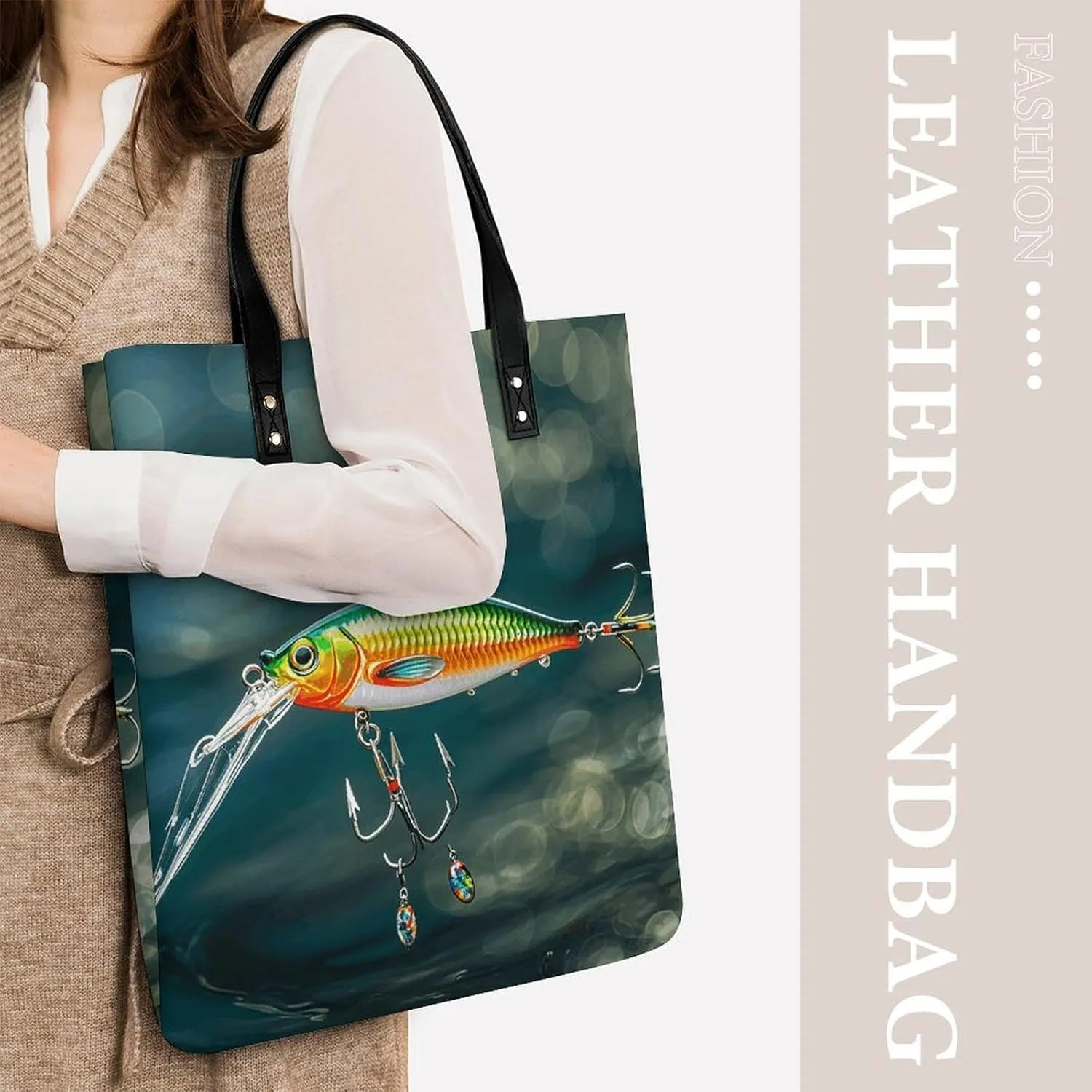 Leather Handbag for Women Tote Bag with Magnetic Buckle Tropical Beach Palm Tree Crossbody Bag Shoulder Bags