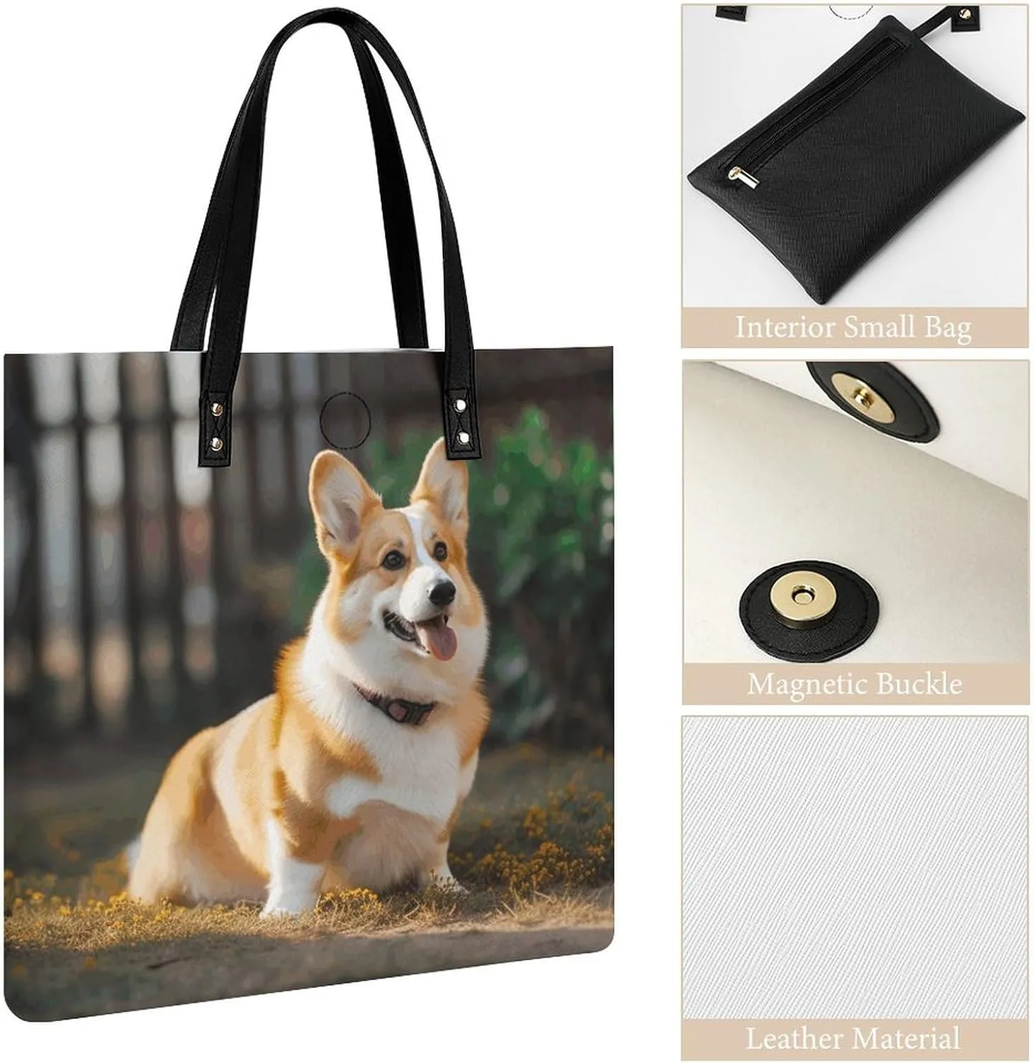 Leather Handbag for Women Tote Bag with Magnetic Buckle Violin Sheet Music Crossbody Bag Shoulder Bag