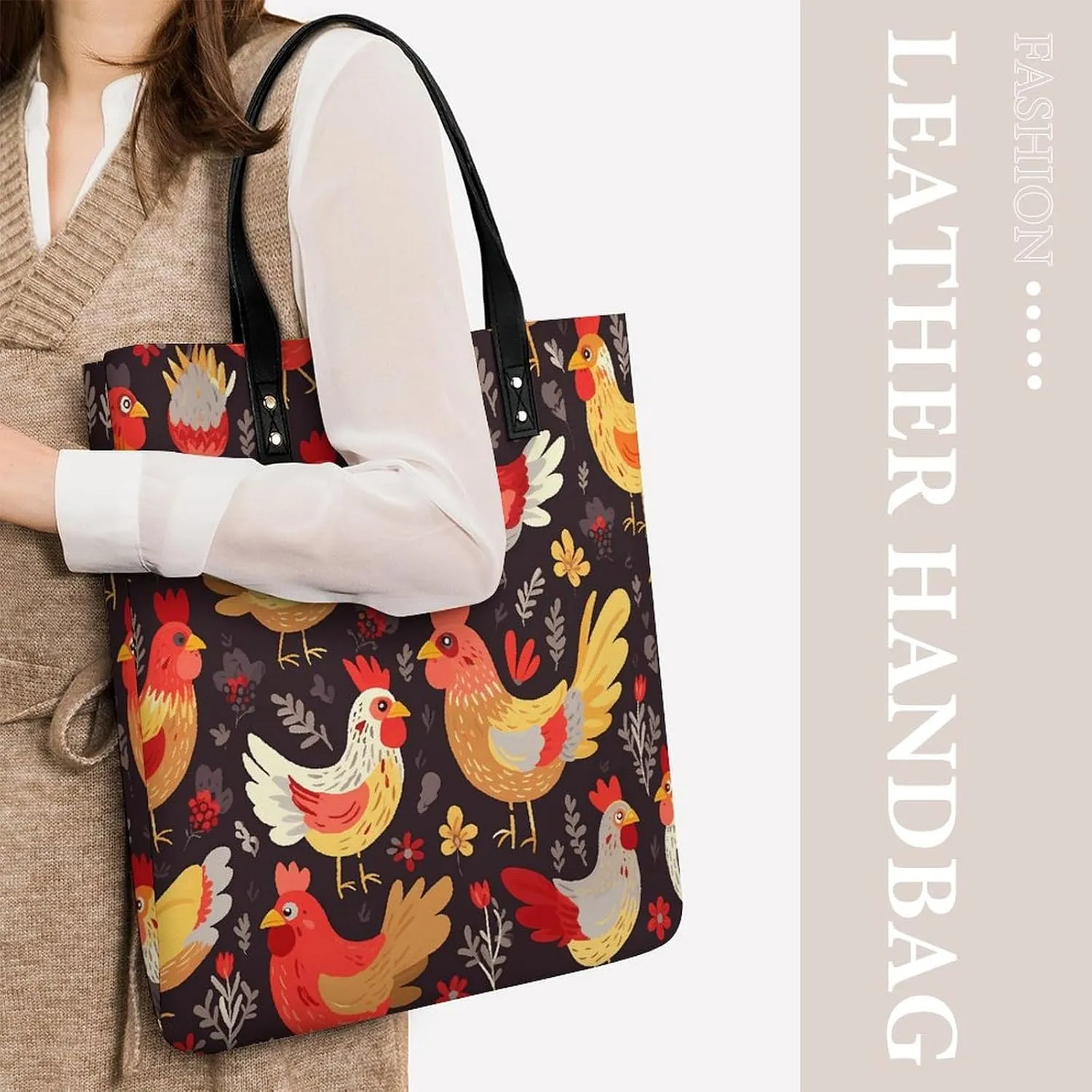 Leather Handbag for Women Tote Bag with Magnetic Buckle Violin Sheet Music Crossbody Bag Shoulder Bag