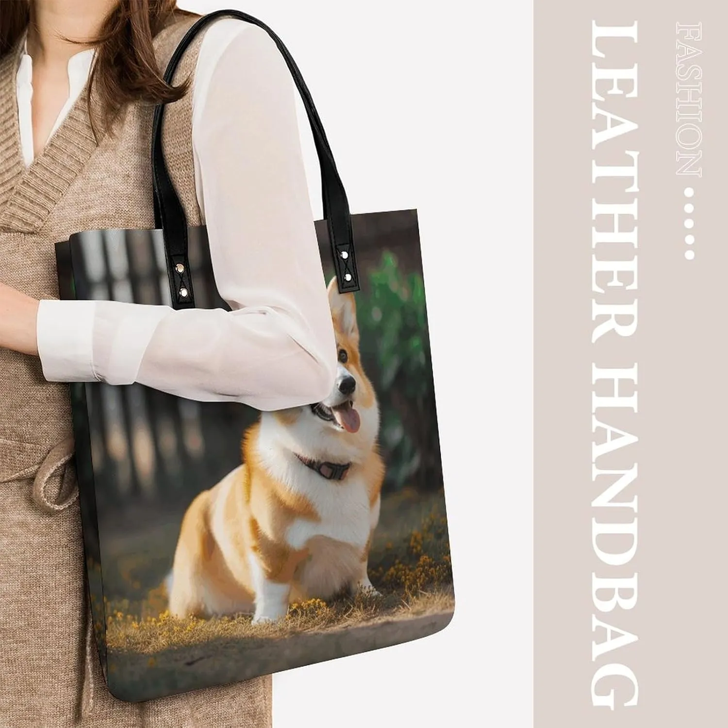 Leather Handbag for Women Tote Bag with Magnetic Buckle Violin Sheet Music Crossbody Bag Shoulder Bag
