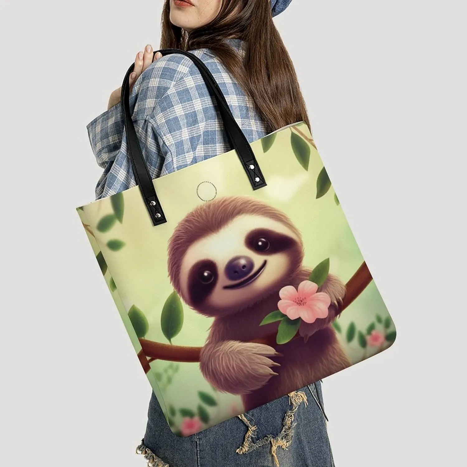 Leather Handbag for Women Tote Bag with Magnetic Buckle Visual Illusion Crossbody Bag Shoulder Bag