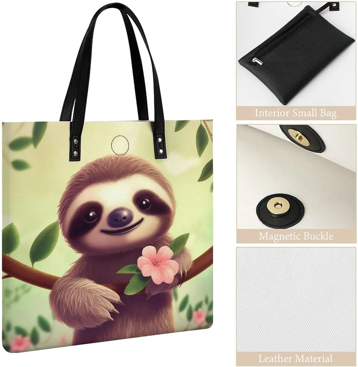 Leather Handbag for Women Tote Bag with Magnetic Buckle Visual Illusion Crossbody Bag Shoulder Bag
