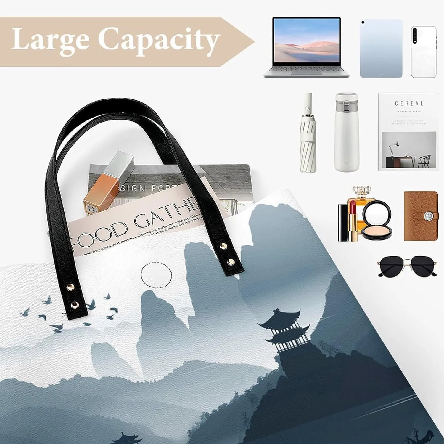Leather Handbag for Women Tote Bag with Magnetic Buckle Visual Illusion Crossbody Bag Shoulder Bag