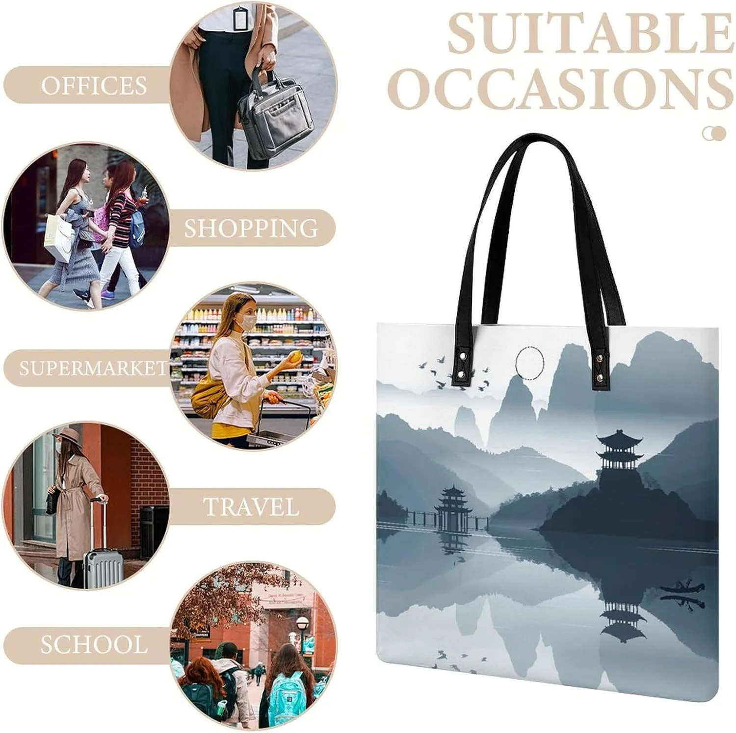 Leather Handbag for Women Tote Bag with Magnetic Buckle Visual Illusion Crossbody Bag Shoulder Bag