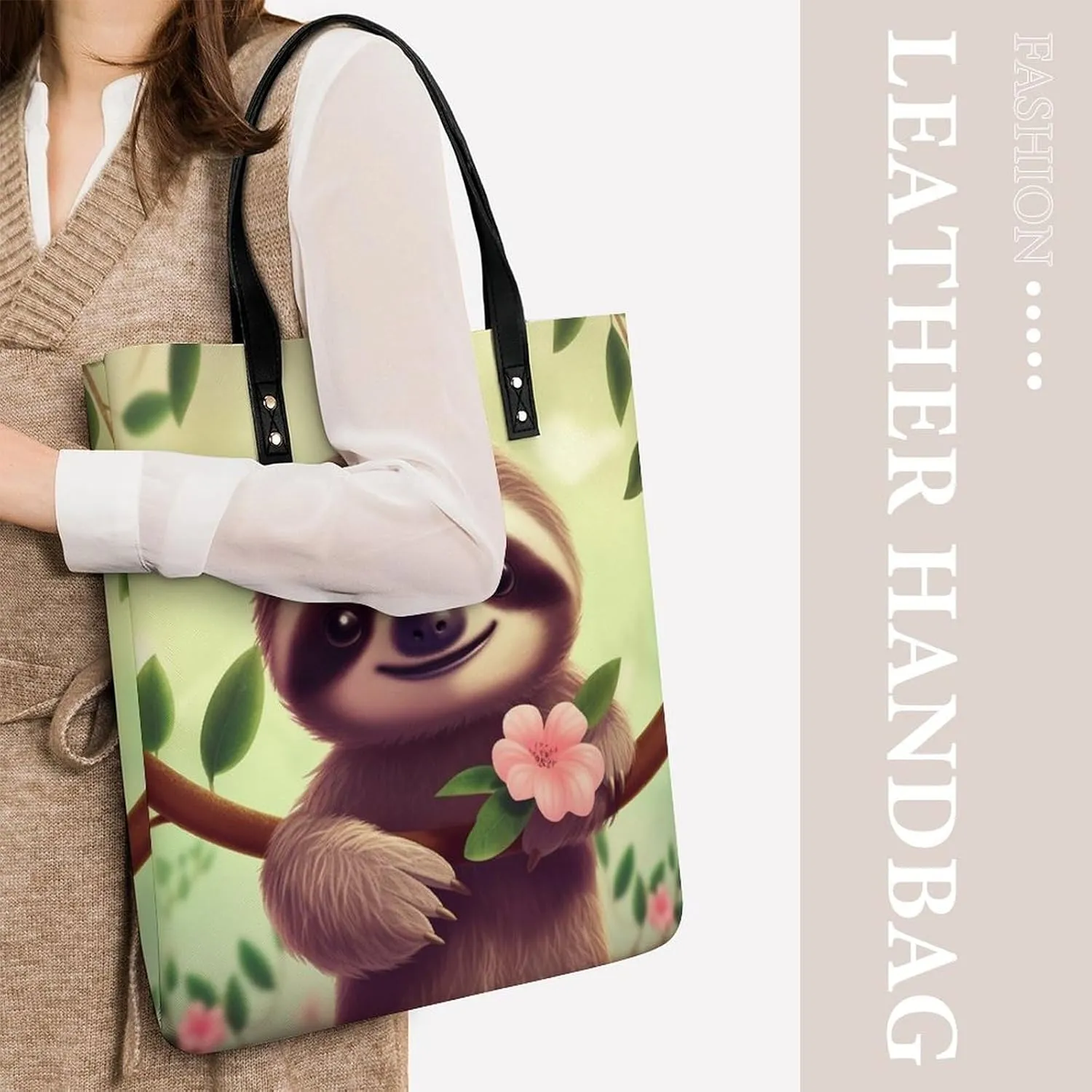Leather Handbag for Women Tote Bag with Magnetic Buckle Visual Illusion Crossbody Bag Shoulder Bag