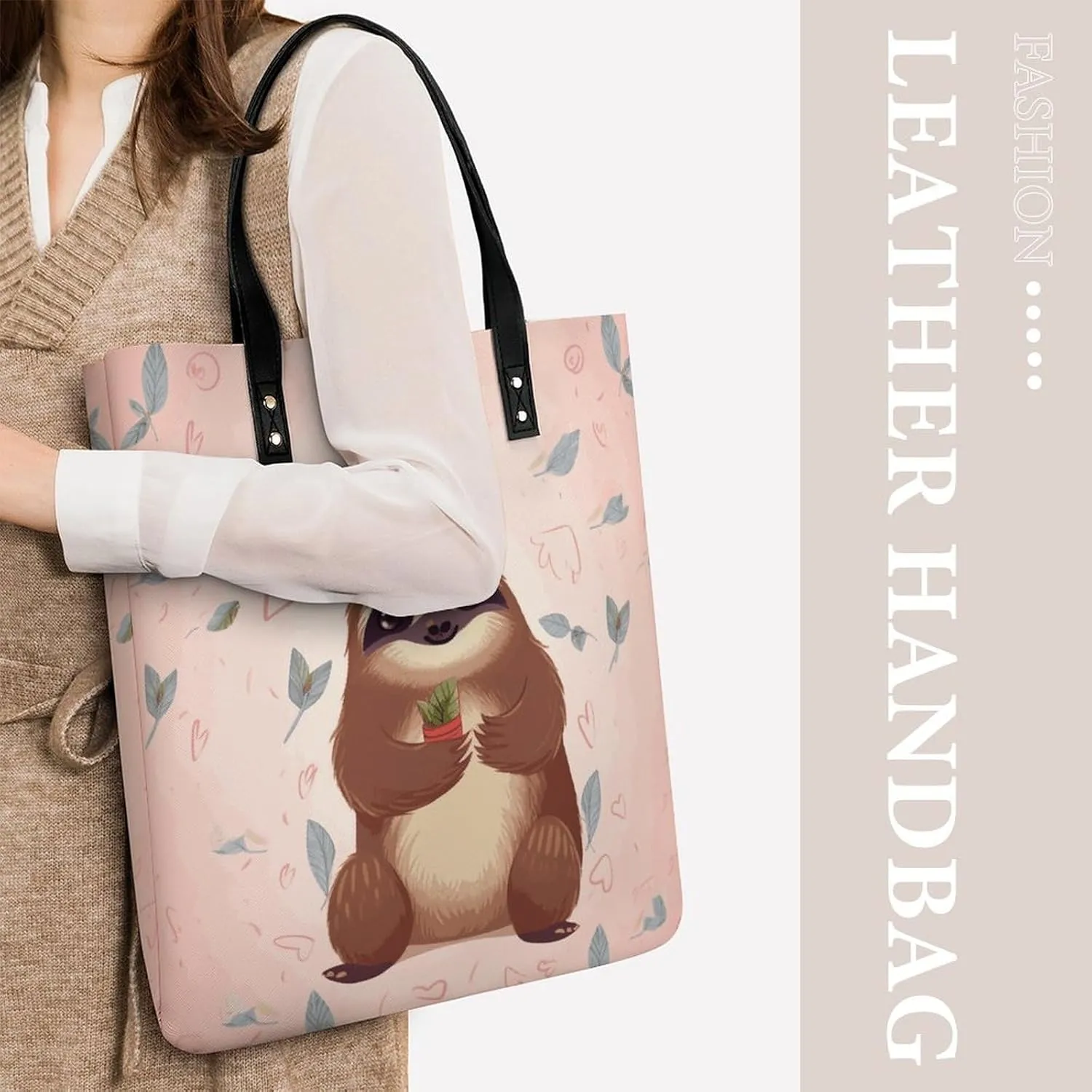 Leather Handbag for Women Tote Bag with Magnetic Buckle Visual Illusion Crossbody Bag Shoulder Bag