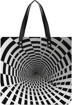 Leather Handbag for Women Tote Bag with Magnetic Buckle Visual Illusion Crossbody Bag Shoulder Bag