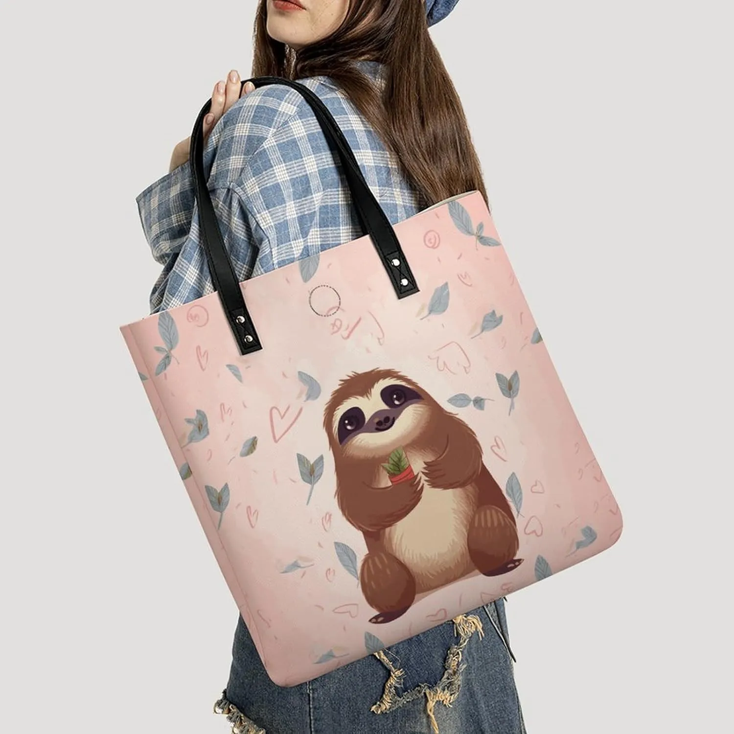 Leather Handbag for Women Tote Bag with Magnetic Buckle Visual Illusion Crossbody Bag Shoulder Bag