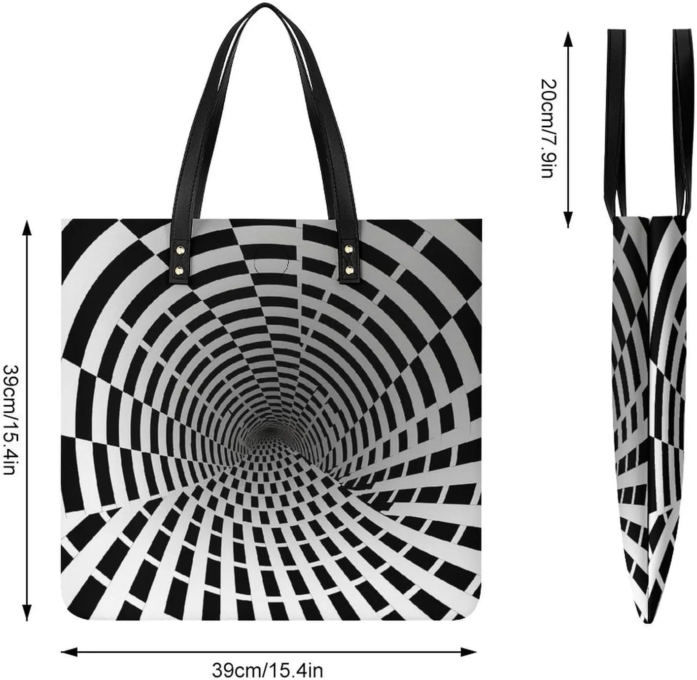 Leather Handbag for Women Tote Bag with Magnetic Buckle Visual Illusion Crossbody Bag Shoulder Bag