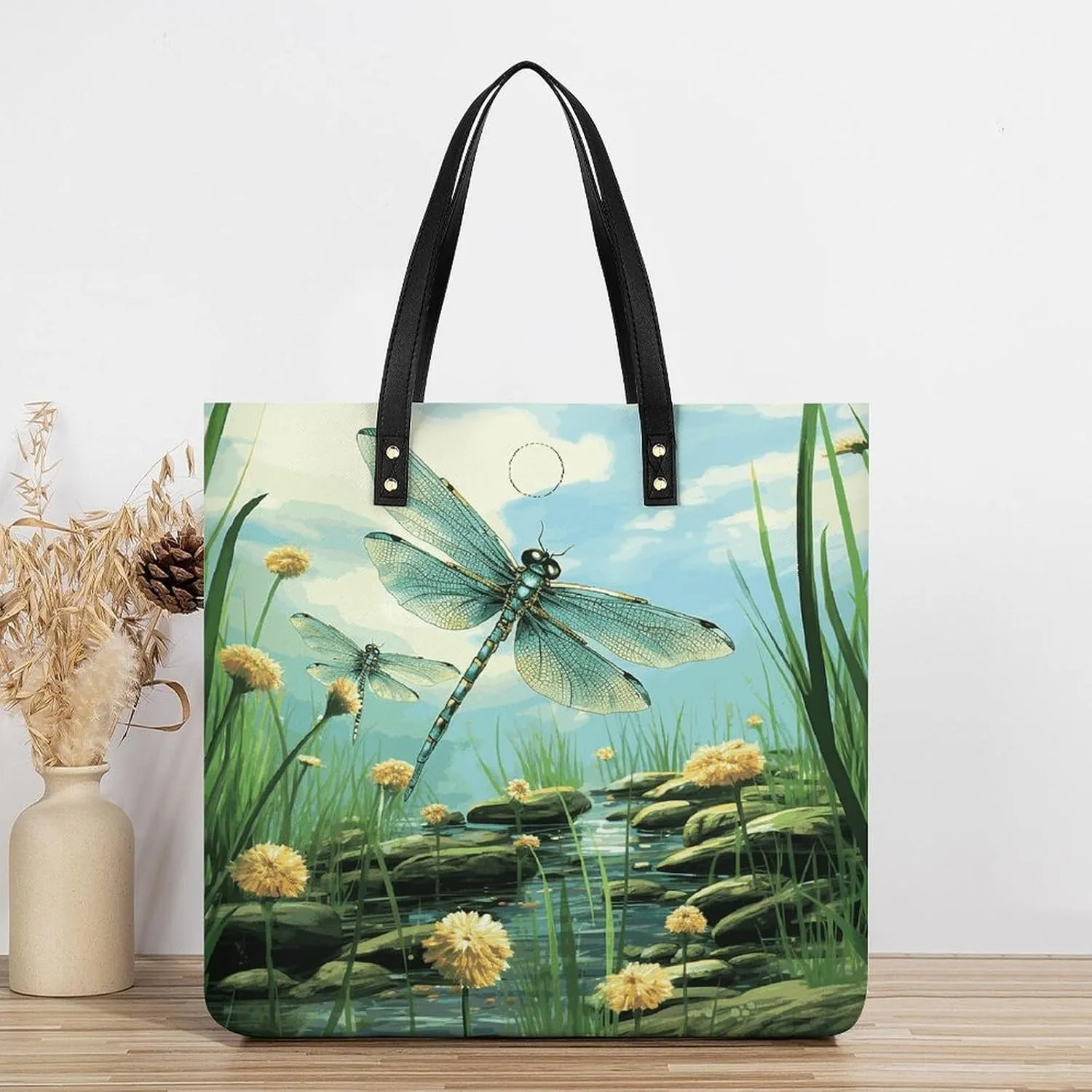 Leather Handbag for Women Tote Bag with Magnetic Buckle Xmas Snowman Crossbody Bag Shoulder Bag