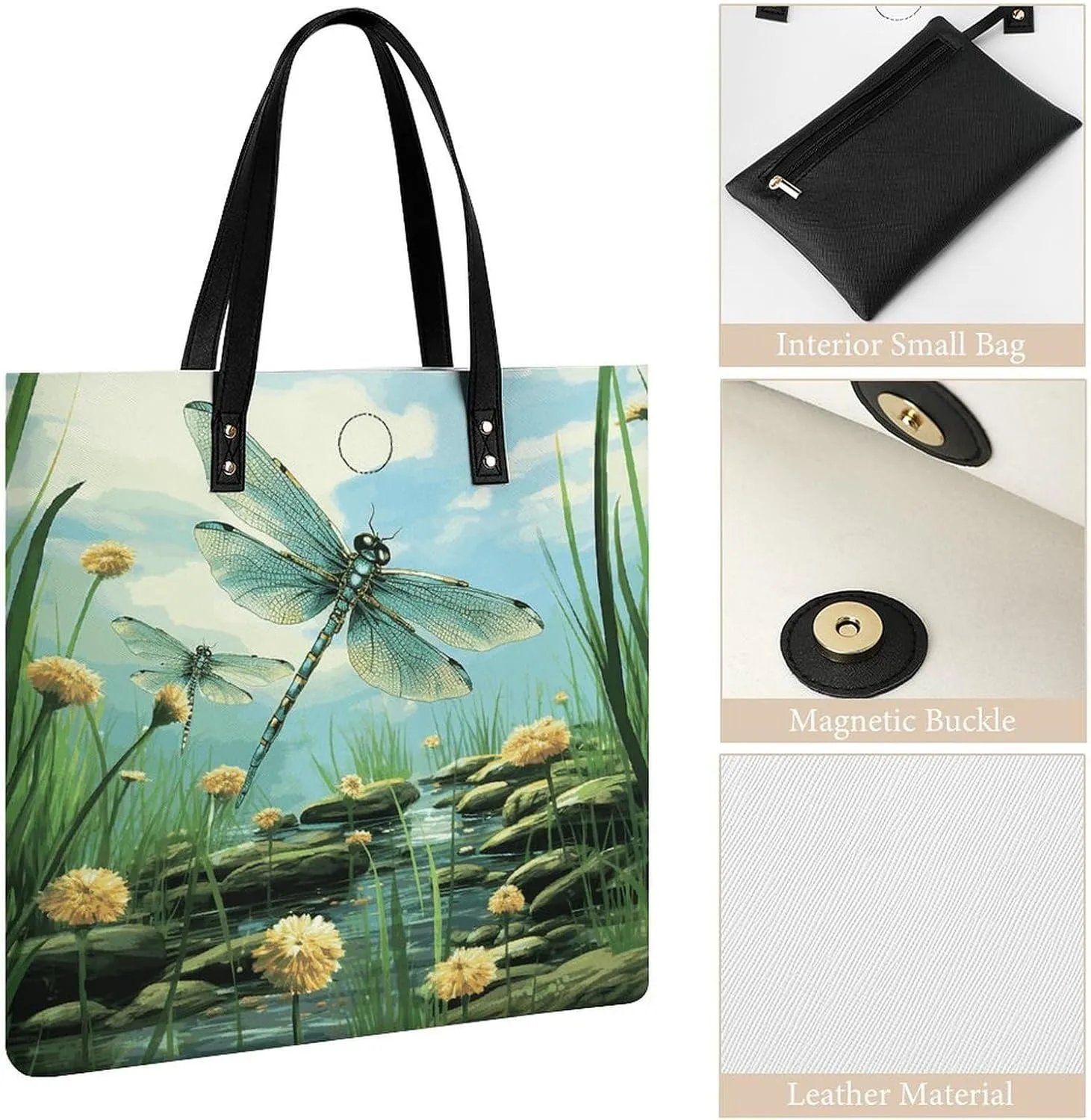 Leather Handbag for Women Tote Bag with Magnetic Buckle Xmas Snowman Crossbody Bag Shoulder Bag