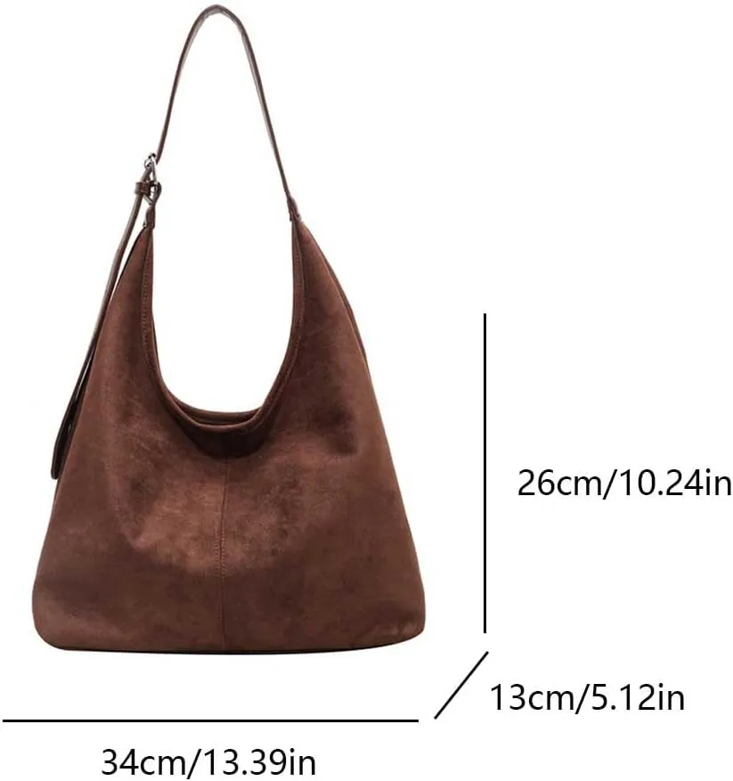 Leather Hobo Bags for Women Brown Purses Suede Purse Slouchy Tote Bag Suede Tote Bag Fall Purses Handbag