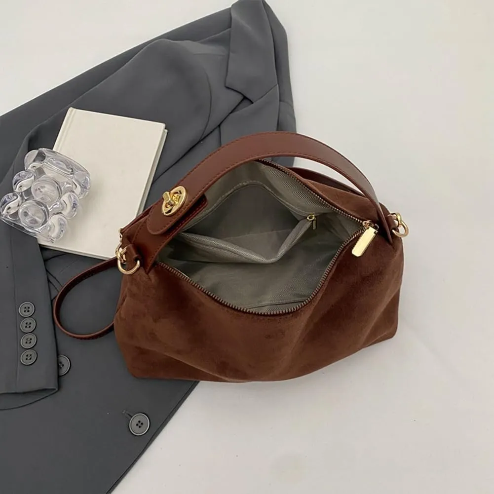 Leather Hobo Bags for Women Brown Purses Suede Purse Slouchy Tote Bag Suede Tote Bag Fall Purses Handbag