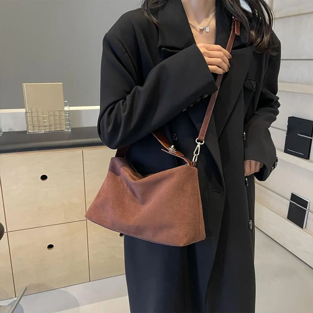 Leather Hobo Bags for Women Brown Purses Suede Purse Slouchy Tote Bag Suede Tote Bag Fall Purses Handbag