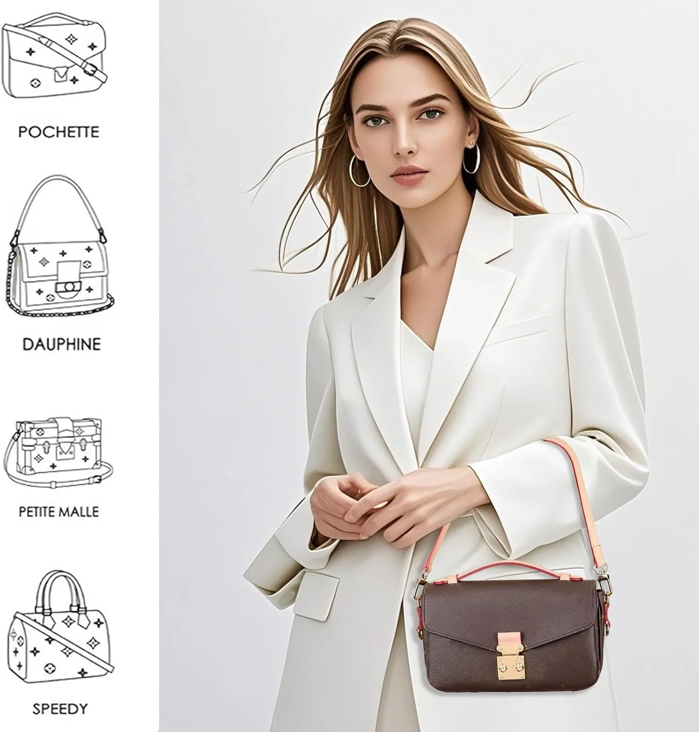 Leather Replacement Bags Strap Crossbody Shoulder Strap for Speedy Women