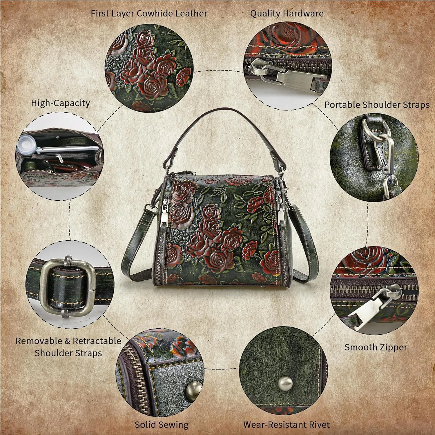 LETEULO Crossbody Bag for Women Top Handle Tote Purses Vintage Satchels Handbag