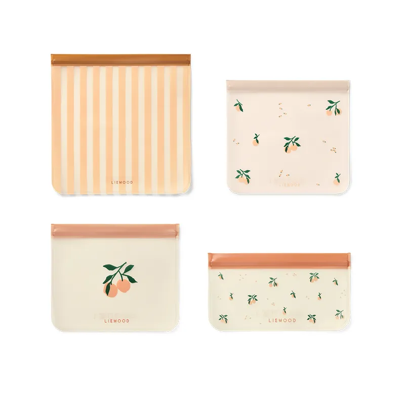 Liewood  Children's snack bags set of 4 'Clive' Peach/Sea Shell