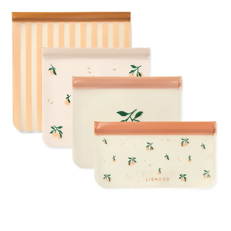 Liewood  Children's snack bags set of 4 'Clive' Peach/Sea Shell