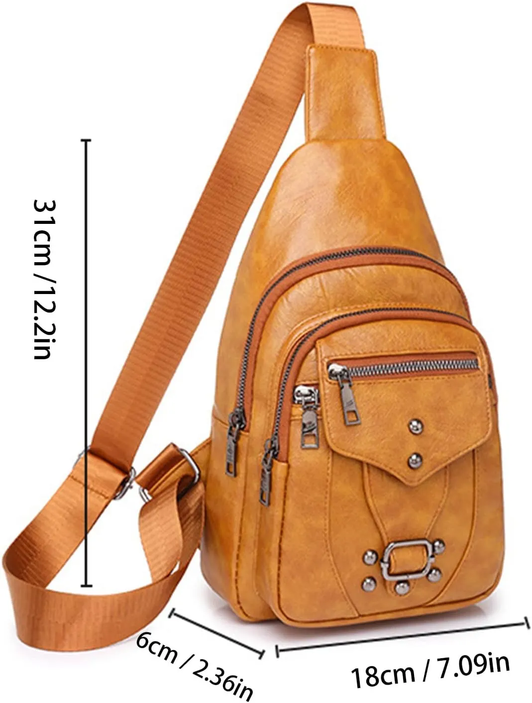 Lightweight Travel Backpacks Ladies Chest Bag Soft Leather Feeling Crossbody Bag Large Capacity Simple Retro