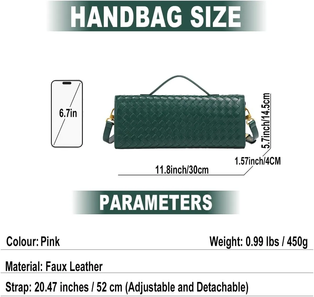 Lmkids Woven Evening Bag Clutch Purses For Women, Woven Leather Crossbody Bag Purse For Women Shoulder Handbag Cute Satchels