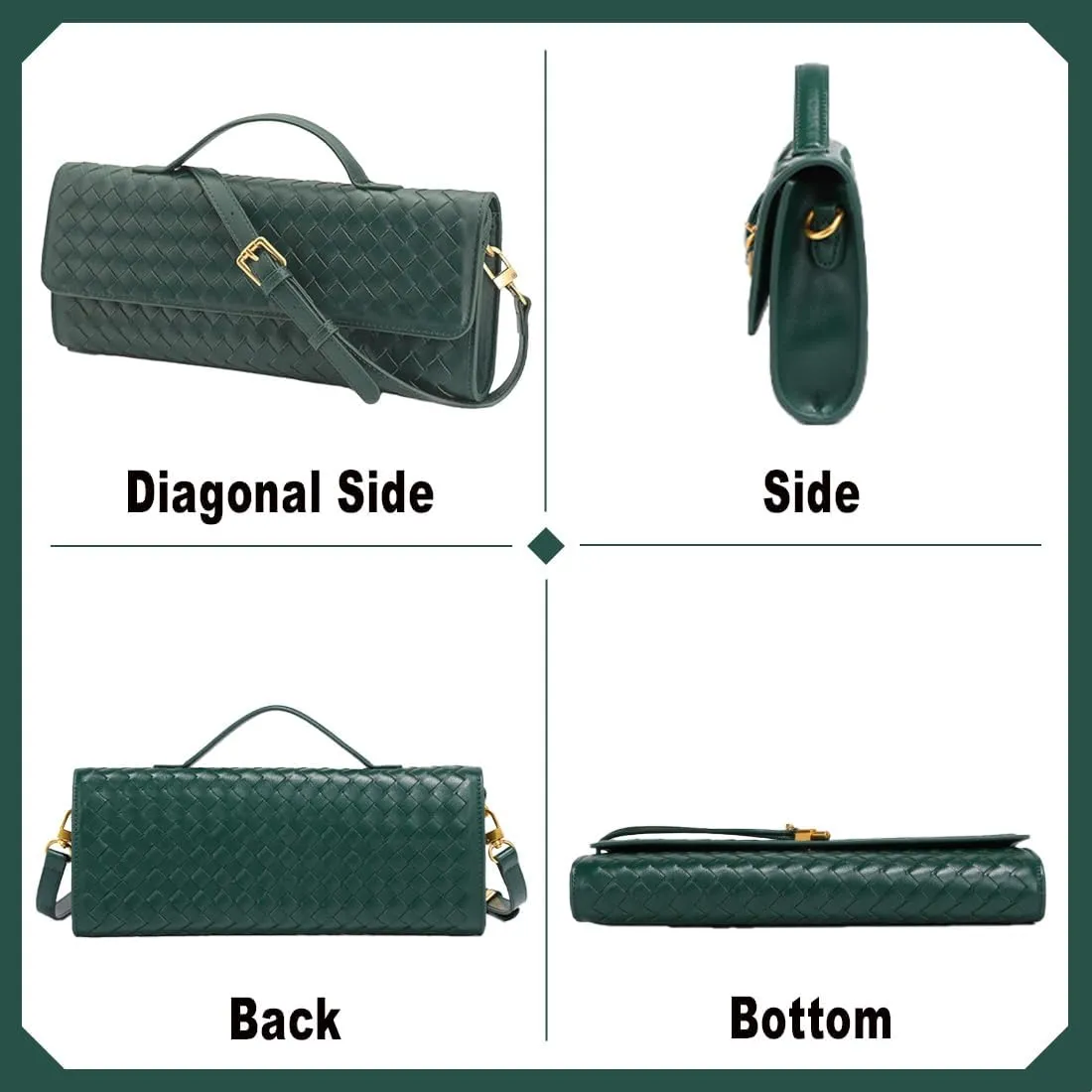 Lmkids Woven Evening Bag Clutch Purses For Women, Woven Leather Crossbody Bag Purse For Women Shoulder Handbag Cute Satchels