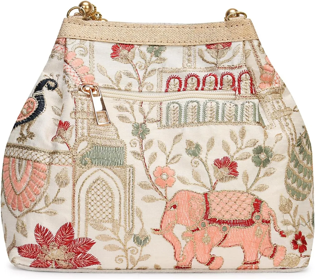 LONGING TO BUY Indian Ethnic Designer Embroidered Silk Potli Bag Batwa Pearls Handle Purse