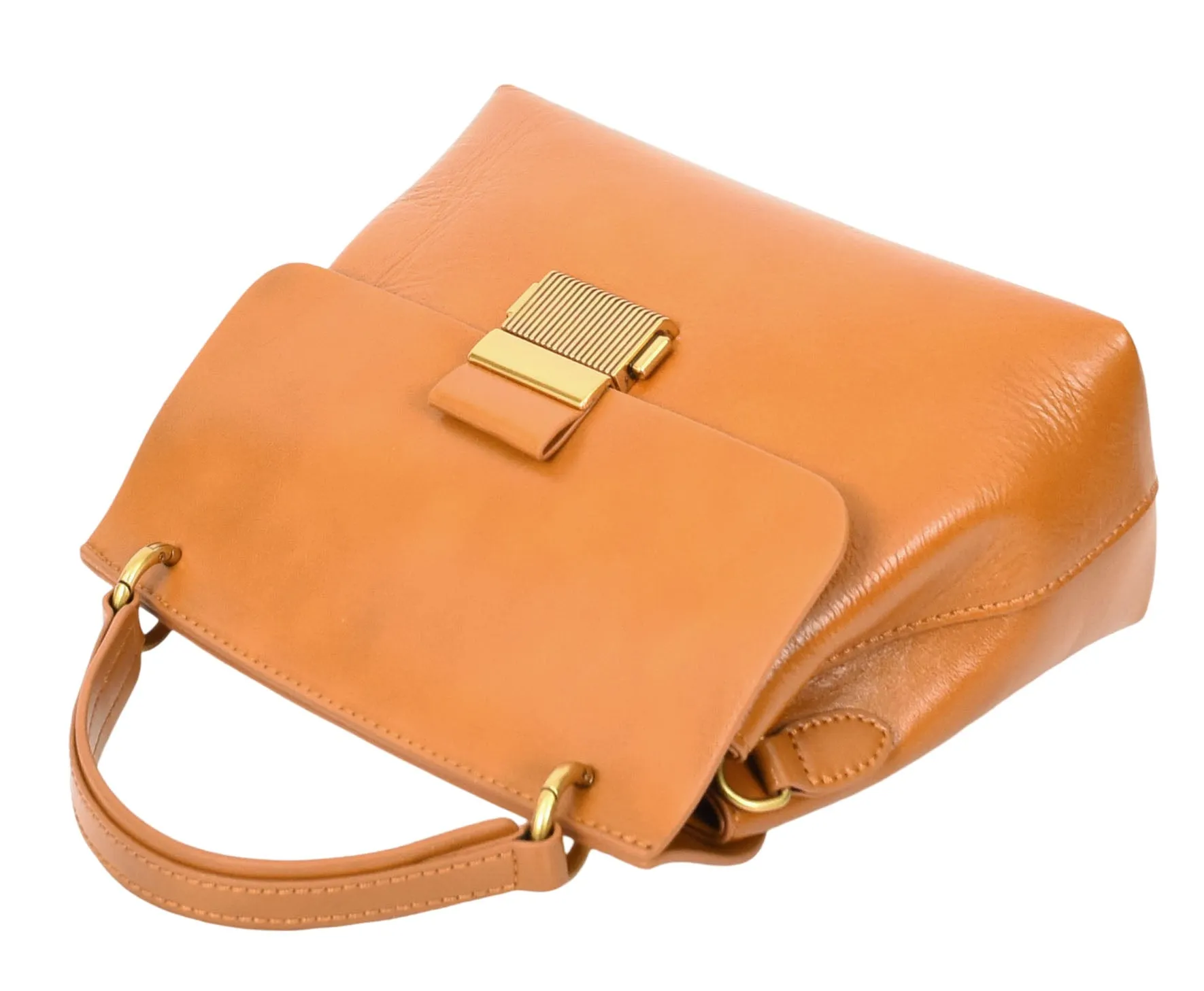 Lucena Women's Small Real Leather Shoulder Handbag Tan