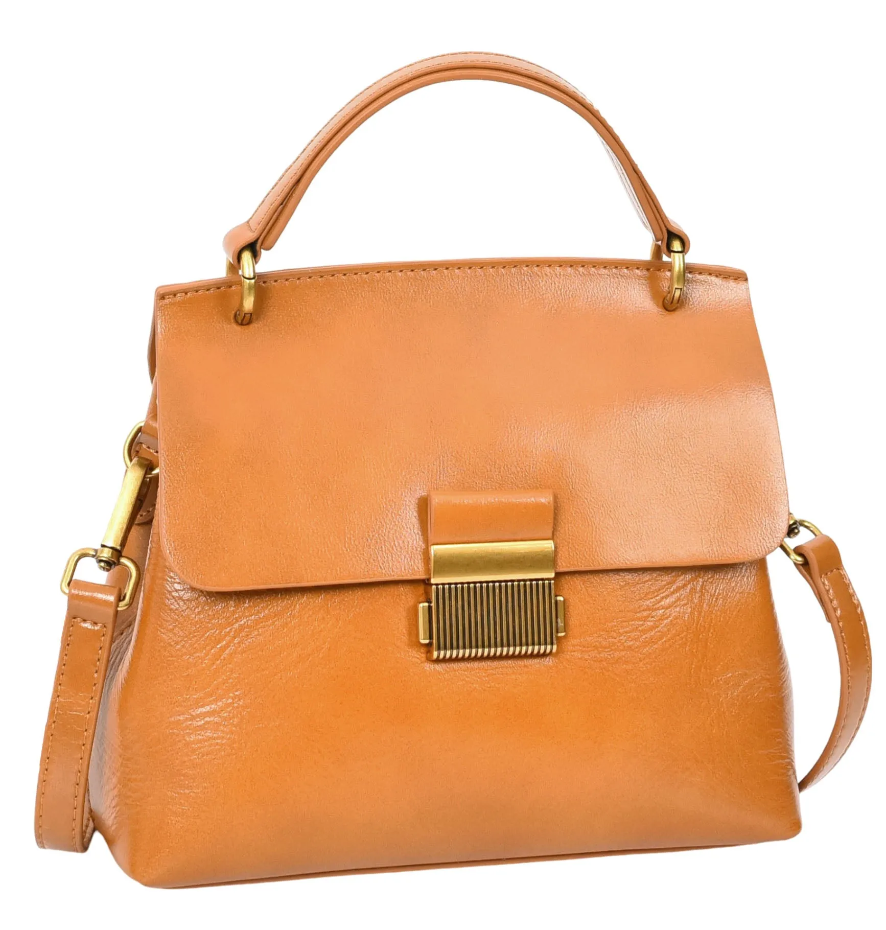 Lucena Women's Small Real Leather Shoulder Handbag Tan