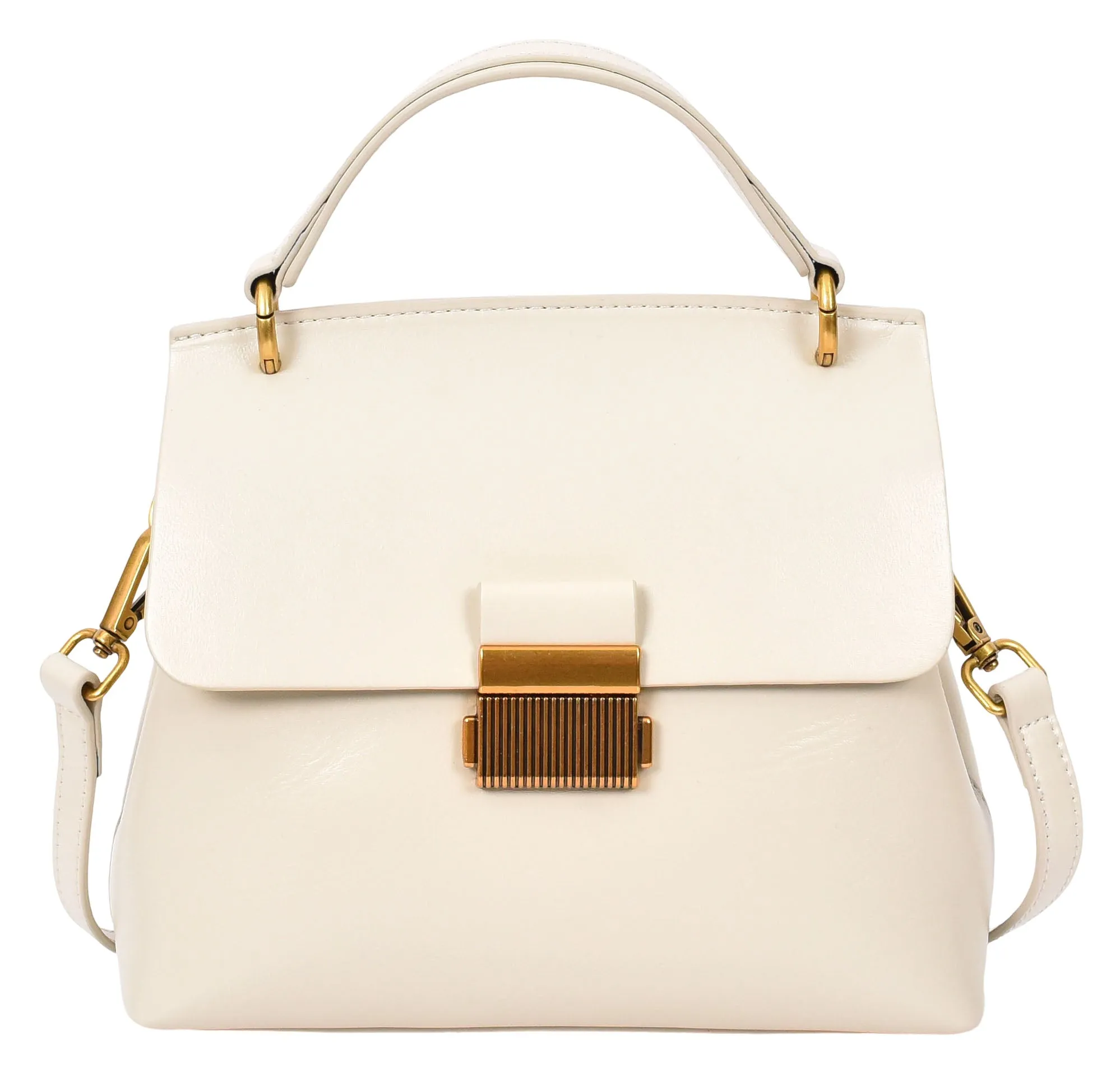 Lucena Women's Small Real Leather Shoulder Handbag White