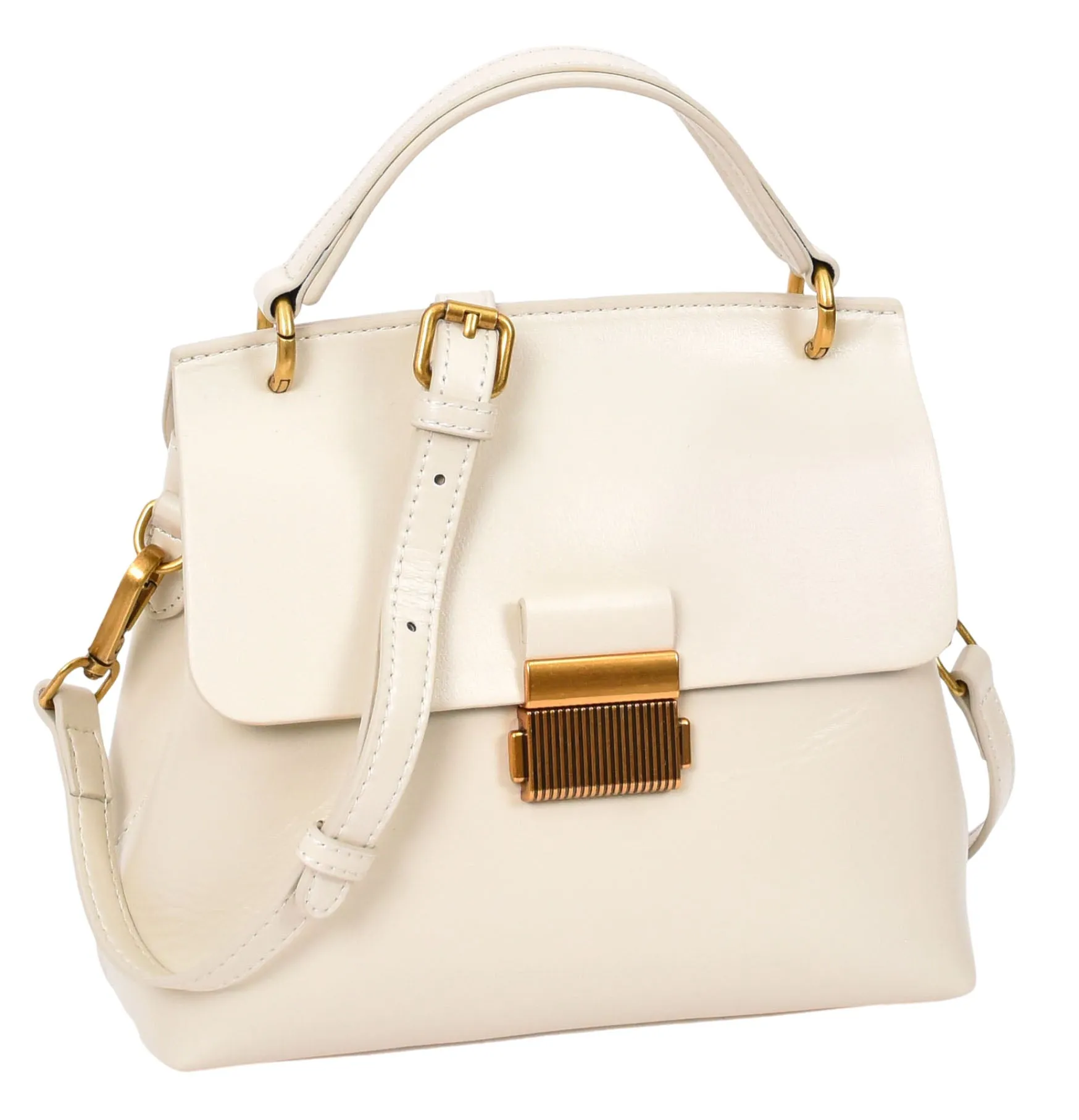 Lucena Women's Small Real Leather Shoulder Handbag White